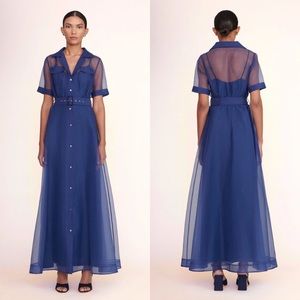 New Staud Millie Organza Maxi Gown Dress Navy